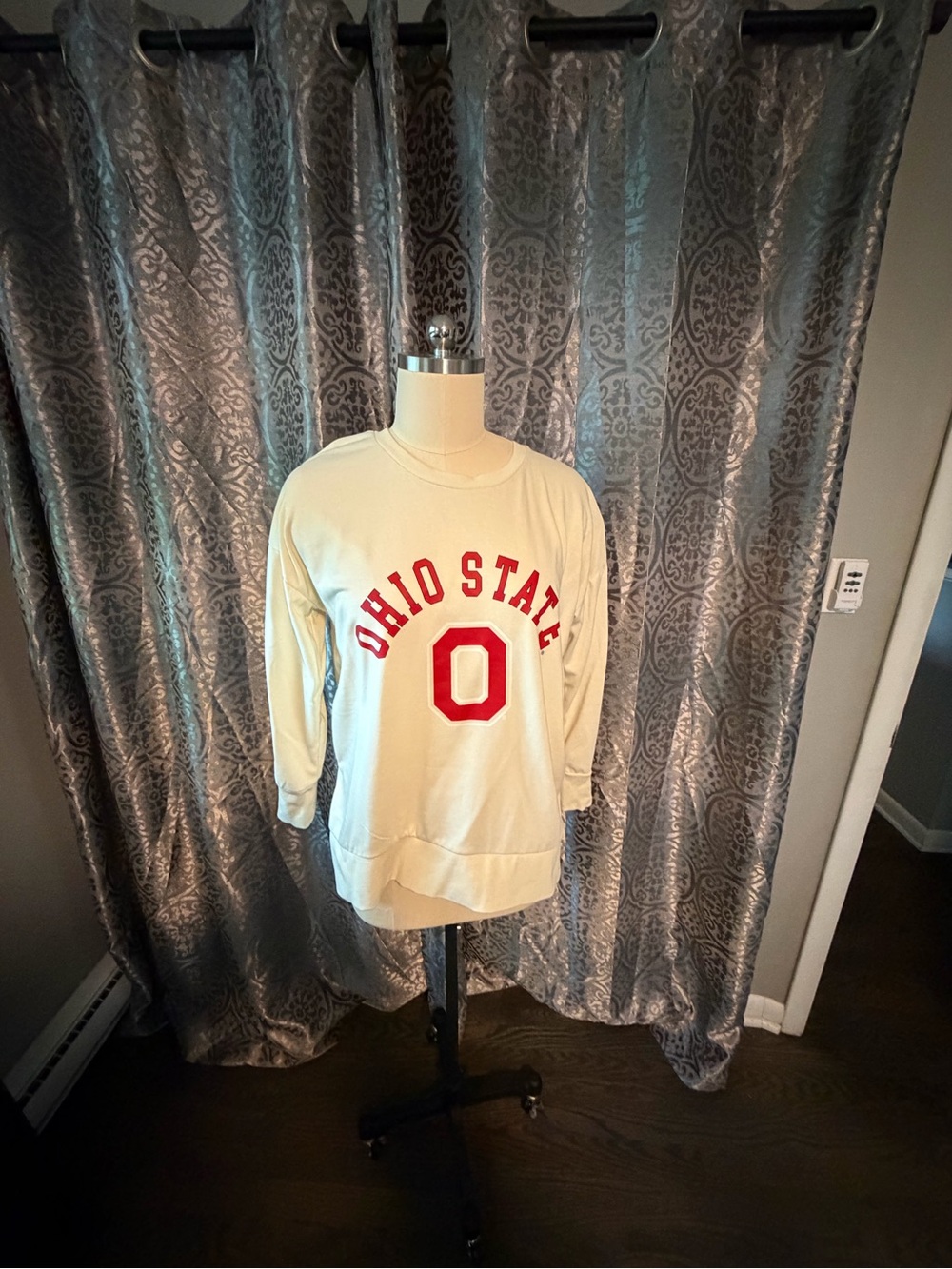 Ohio State Cream Sweatshirt with Red Logo